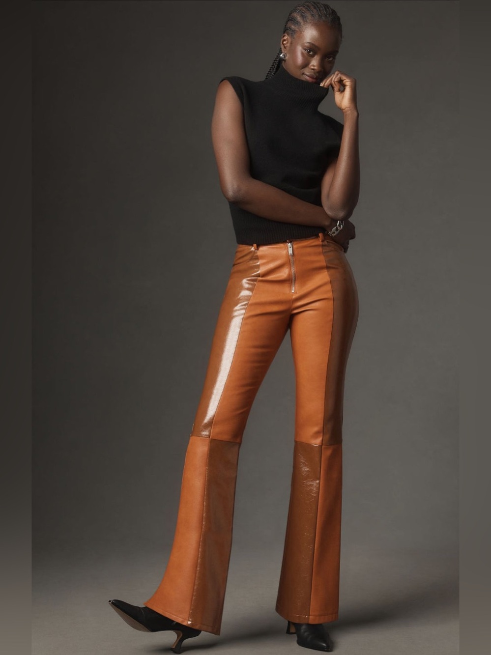 Avec Les Filles faux leather patchwork flare - size 0 NWT!